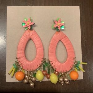 Colorful Teardrop Earrings with Floral Accents